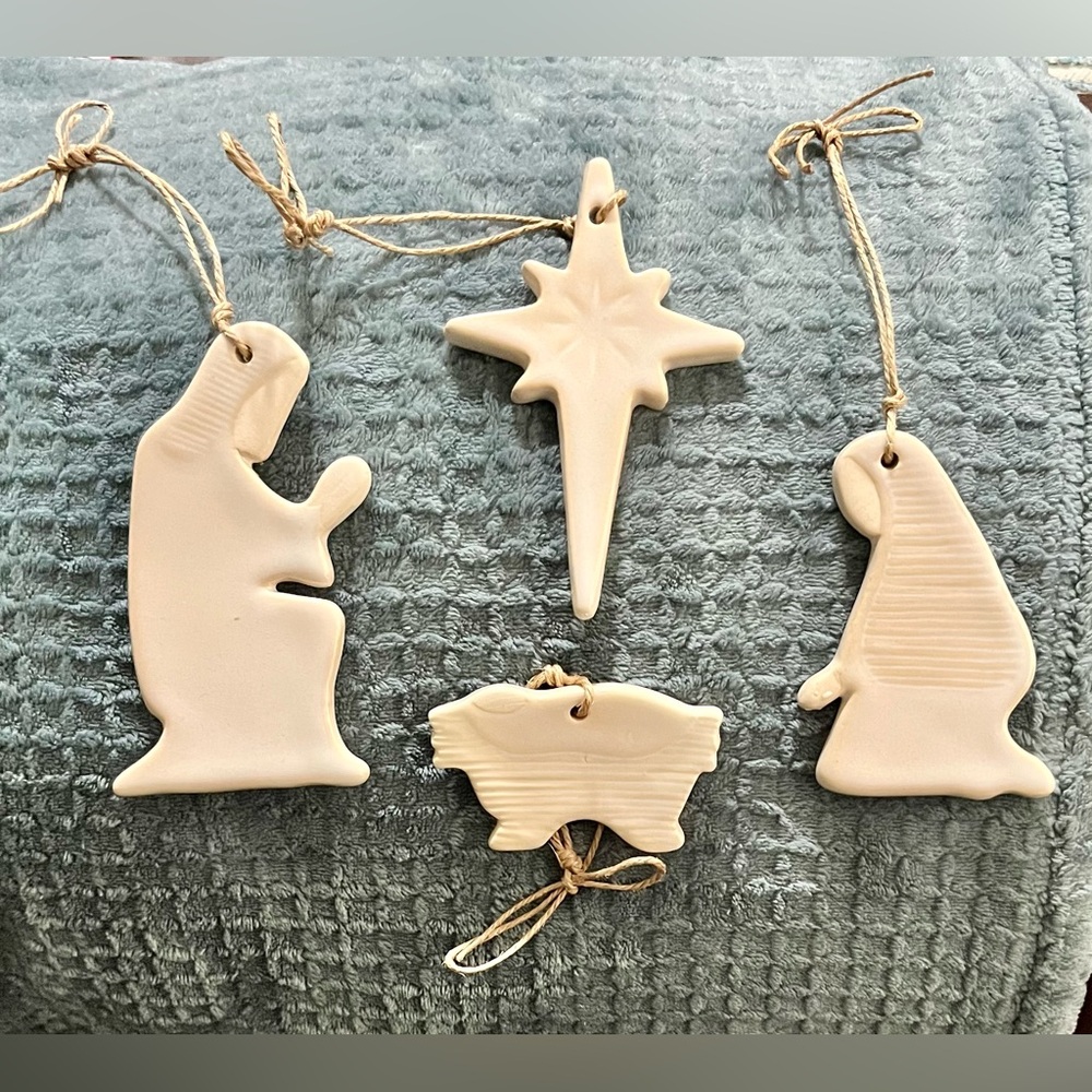 Mud Pie‎ Cream Nativity Ornament Set